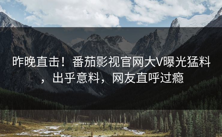 昨晚直击！番茄影视官网大V曝光猛料，出乎意料，网友直呼过瘾
