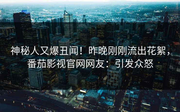 神秘人又爆丑闻！昨晚刚刚流出花絮，番茄影视官网网友：引发众怒