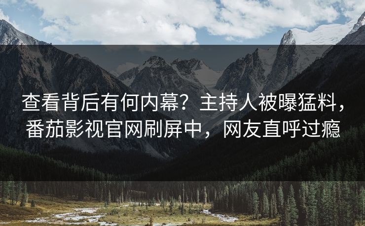 查看背后有何内幕？主持人被曝猛料，番茄影视官网刷屏中，网友直呼过瘾