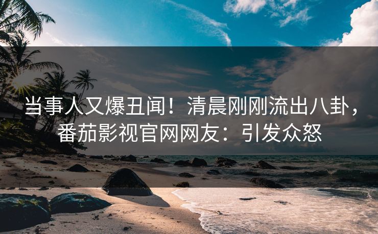 当事人又爆丑闻！清晨刚刚流出八卦，番茄影视官网网友：引发众怒