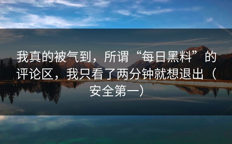 我真的被气到，所谓“每日黑料”的评论区，我只看了两分钟就想退出（安全第一）